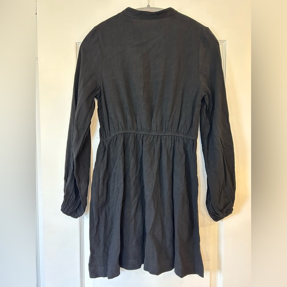 NWOT Pink Lily State Of Success Black Button Front Dress With Pockets 100% Linen - Picture 3 of 5